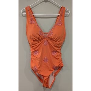 Sundance Catalog Pallua Embroidered Tangerine One Piece Swimsuit Size XS